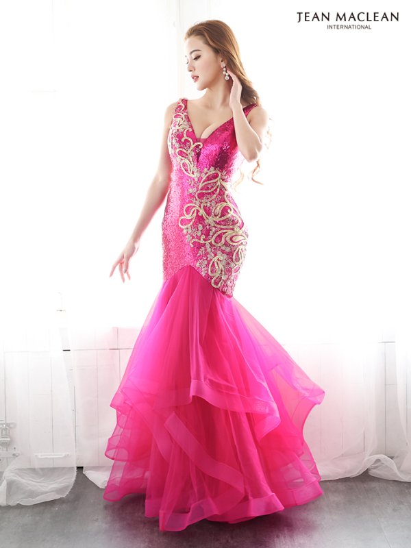 画像15: Lサイズあり【JEAN MACLEAN/ジャンマクレーン】マーメイド/ スパンコール/ ネットレース/ シアー/ ビジュー/ スピンドル/ チュール/ ロングドレス/ キャバドレス long[OF2A]