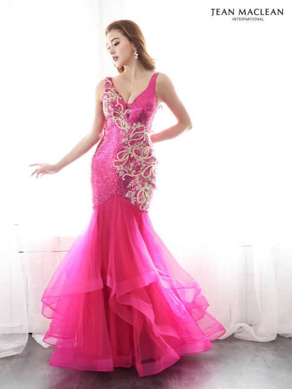 画像14: Lサイズあり【JEAN MACLEAN/ジャンマクレーン】マーメイド/ スパンコール/ ネットレース/ シアー/ ビジュー/ スピンドル/ チュール/ ロングドレス/ キャバドレス long[OF2A]