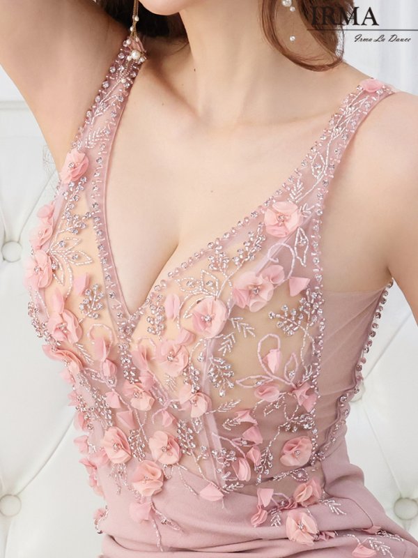 画像4: XSサイズあり【IRMA/イルマ】ノースリーブ/  カットアウト/ シアー/ 立体フラワー/ Vネック/ タイト/ ミニドレス/ キャバドレス【HC02】