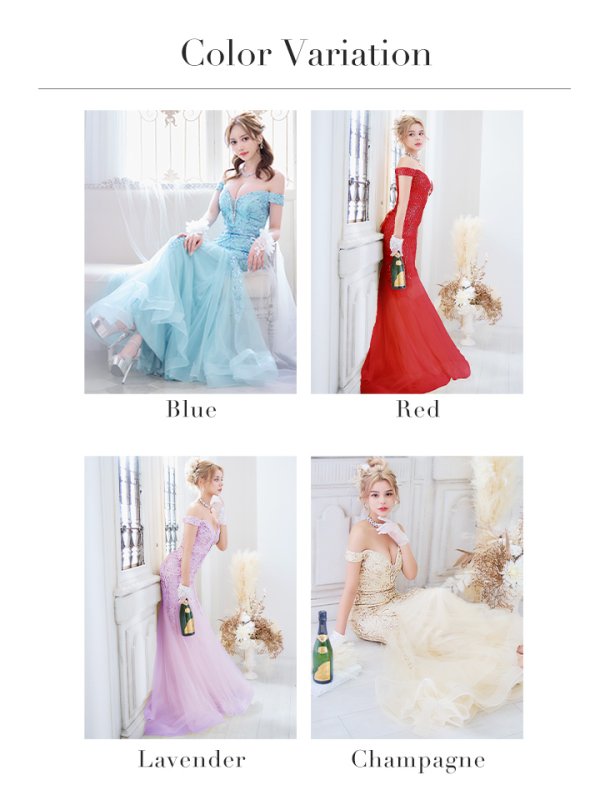 画像28: 【関西コレクション着用】Lサイズあり【JEAN MACLEAN/ジャンマクレーン】マーメイド/ 刺繍レース/ オフショル/ スピンドル/ ロング/ キャバドレス long[OF2A]