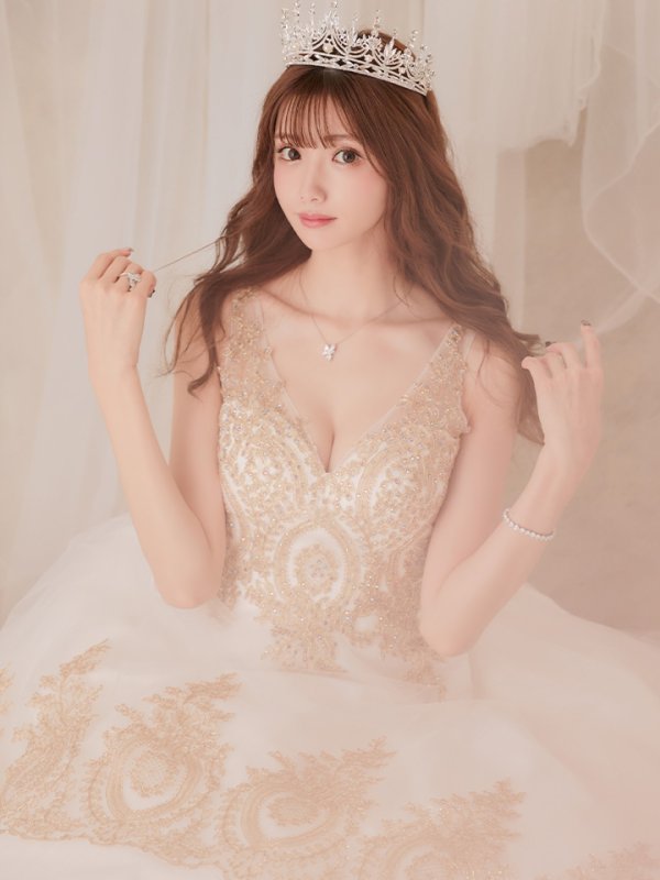 画像5: Lサイズあり【JEAN MACLEAN/ジャンマクレーン】刺繍/ ビジュー/ 裾2段/ 切り替え/ スピンドル/ プリンセス/ ロングドレス/ キャバドレス long[OF2A]