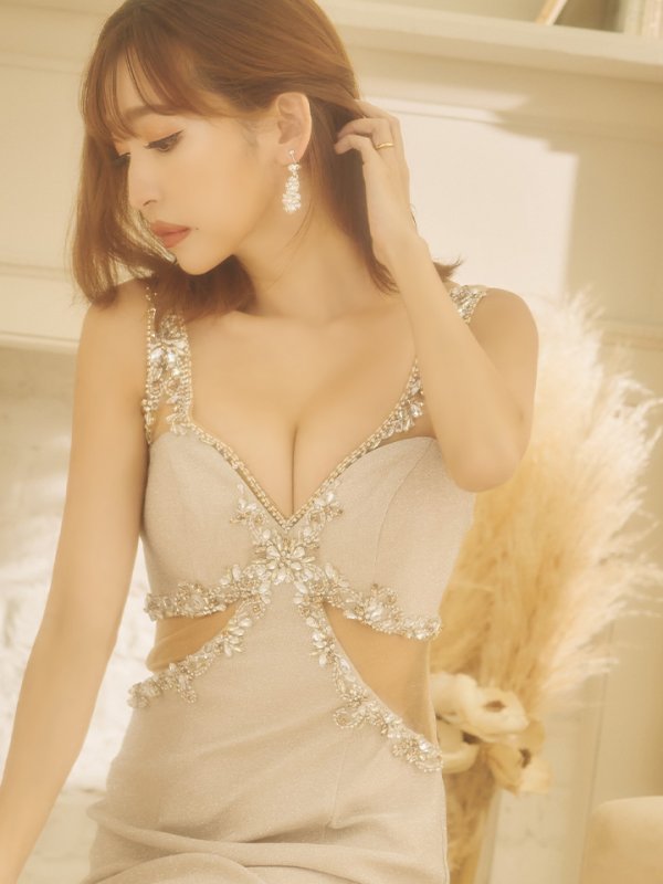 画像17: XSサイズあり【IRMA/イルマ】ワンカラー/ ビジュー/ バストカット/ ラメ/ サイドシアー/ ストレッチ/ ノースリーブ/ タイト/ ミニドレス/ キャバドレス【HC02】