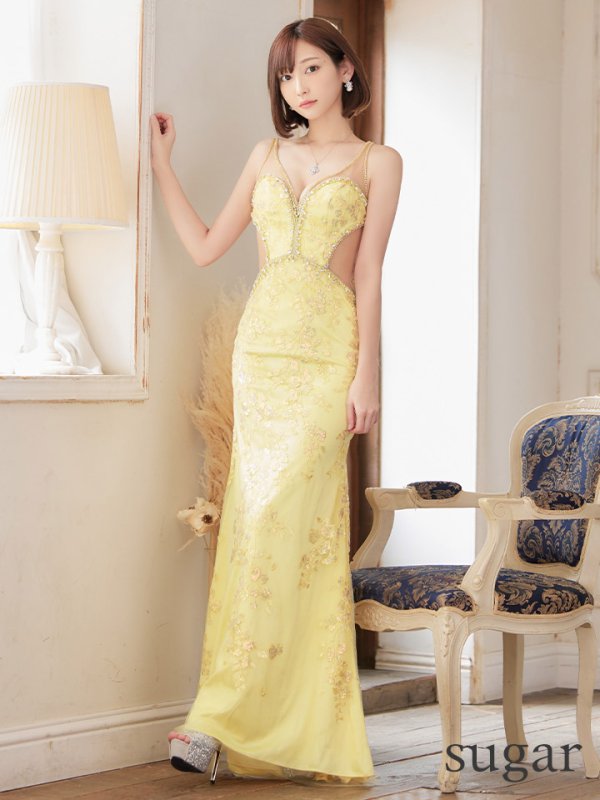 画像7: 【JEAN MACLEAN/ジャンマクレーン】マーメイド/ フラワー刺繍/ ノースリーブ/ シアーレース/ スピンドル/ マーメイド/ ロング/ キャバドレス long[OF2A]