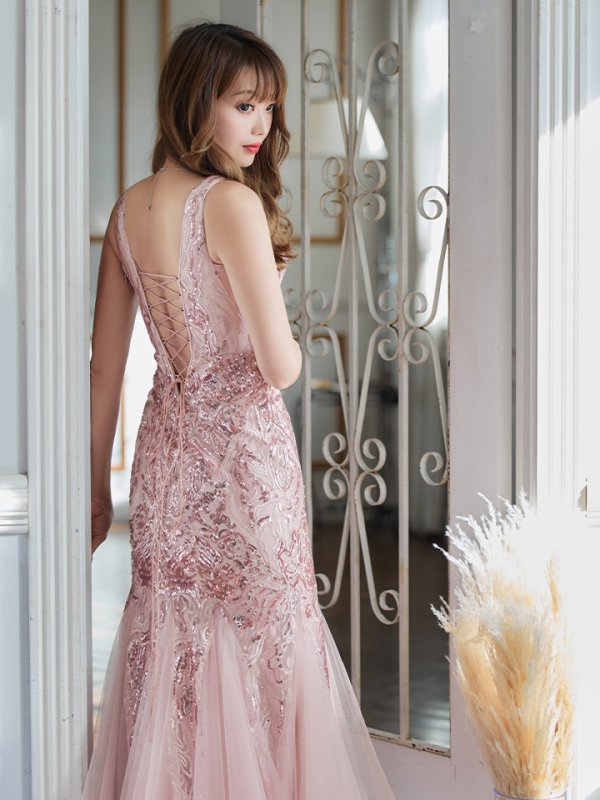 画像4: Lサイズあり【JEAN MACLEAN/ジャンマクレーン】マーメイド/ スパンコール刺繍/ ノースリ/ スピンドル/ ロングドレス/ キャバドレスlong[OF2A]