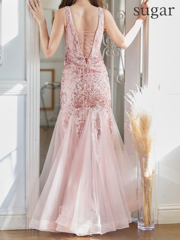 画像9: Lサイズあり【JEAN MACLEAN/ジャンマクレーン】マーメイド/ スパンコール刺繍/ ノースリ/ スピンドル/ ロングドレス/ キャバドレスlong[OF2A]