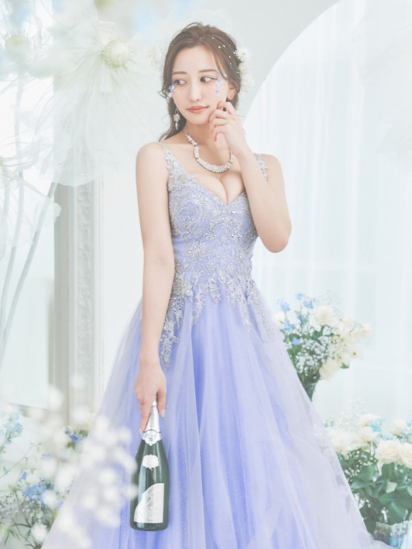 画像17: 【関西コレクション着用】Lサイズあり【JEAN MACLEAN/ジャンマクレーン】フラワー刺繍/ ラメ/ ネットレース/ スピンドル/ プリンセス/ ロングドレス/ キャバドレスlong[OF2A]