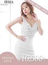 【決算SALE開催中！! 】XSサイズあり【IRMA/イルマ】ワンカラー/ Vビジュー/ ノースリーブ/ ストレッチ/ スリット/ タイト/ ミニドレス/ キャバドレス【HC02】