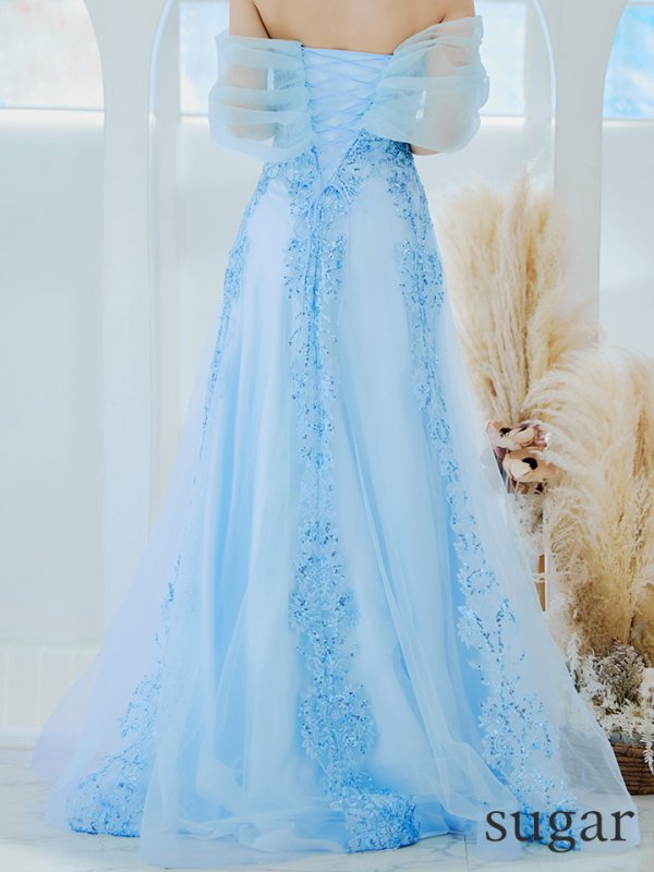 画像13: Lサイズあり【JEAN MACLEAN/ジャンマクレーン】オフショル/ スパンコール刺繍/ ワンカラー/ スピンドル/ プリンセス/ ロングドレス/ キャバドレス long[OF2A]