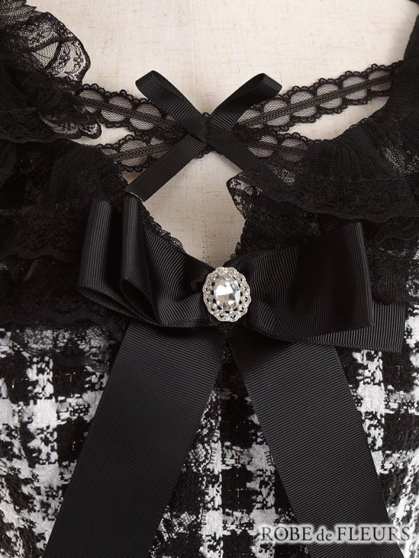 画像4: 【ROBE de FLEURS/ローブドフルール】チェックツイード/ リボン/ タイト/ ミニドレス/ キャバドレス[OF08]