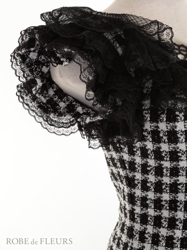 画像5: 【ROBE de FLEURS/ローブドフルール】チェックツイード/ リボン/ タイト/ ミニドレス/ キャバドレス[OF08]