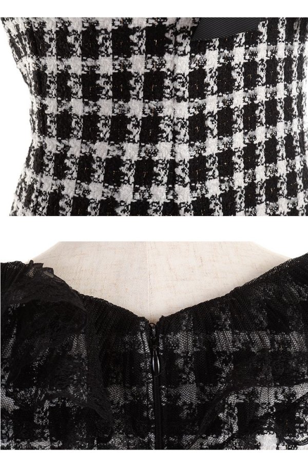 画像11: 【ROBE de FLEURS/ローブドフルール】チェックツイード/ リボン/ タイト/ ミニドレス/ キャバドレス[OF08]