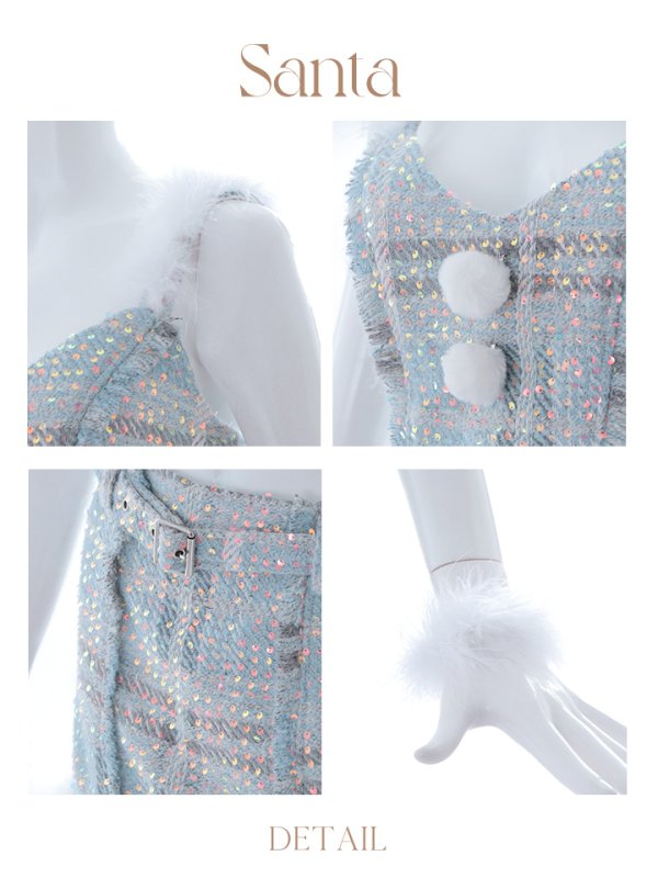 画像21: 【即日発送】【サンタコス 5点セット】【XS-Mサイズ/1カラー】セットアップツイードサンタコスプレ[YMT]