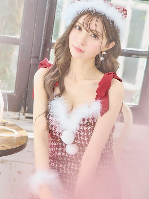 画像30: SALE!【サンタコス 4点セット】【S-Lサイズ/2カラー】ショルダーリボン千鳥タイトサンタコスプレ[YMT]