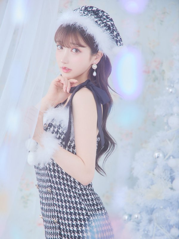 画像12: SALE!【サンタコス 4点セット】【S-Lサイズ/2カラー】肩リボンブラック千鳥タイトサンタコスプレ[YMT]