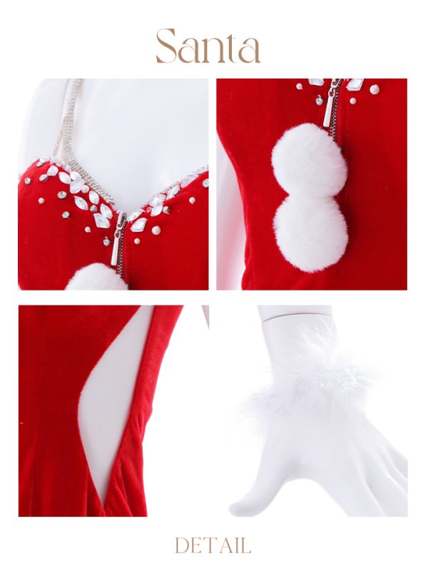 画像23: SALE!【サンタコス4点セット】【XS-Mサイズ/1カラー】サイドシアービジューサンタ[YMT]