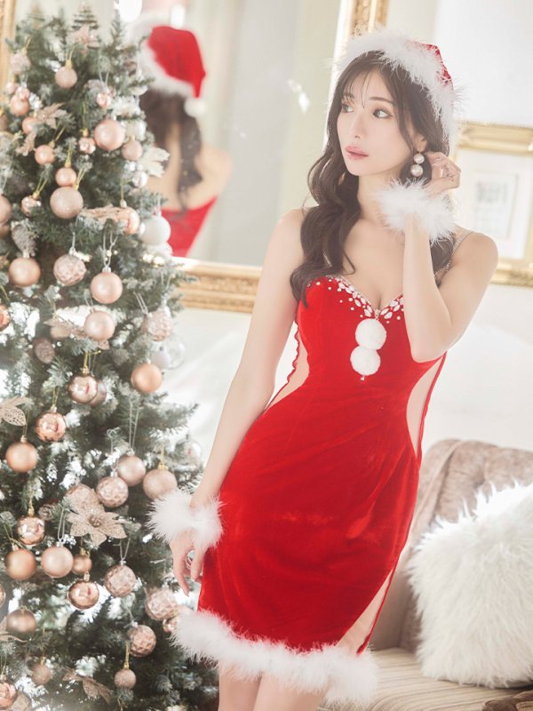 画像8: SALE!【サンタコス4点セット】【XS-Mサイズ/1カラー】サイドシアービジューサンタ[YMT]