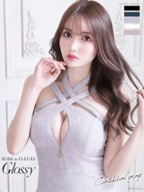 【Glossy/グロッシー】バストクロスジップ/ ZIP 片サイドレース切替/ タイト/ ミニドレス/ キャバドレス[OF08]