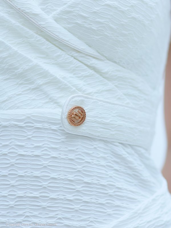 画像38: XSサイズあり【an /アン】 ワンカラー/ 襟付き/ チェーン/ ボタン/ ツイード/タイト/ ミニドレス/ キャバドレス[OF05]