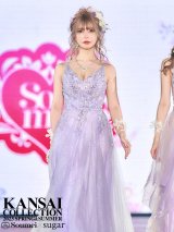 【五十嵐美咲 / 関西コレクション着用】【Lip line/リップライン】フラワー刺繍/ Vネック/ Aライン/ ノースリーブ/ プリンセス/ フレア/ ロングドレス/ キャバドレス long[HC03]