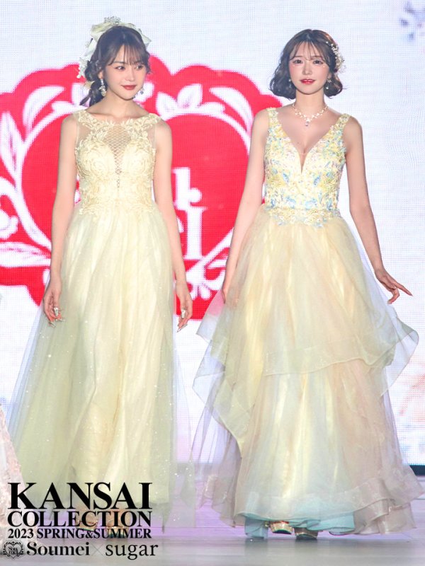 画像3: 【圓谷はく / 関西コレクション着用】【Lip line/リップライン】フラワー刺繍/ 2段フレア/ Aライン/ チュール/ プリンセス/ ロングドレス/ キャバドレスlong[HC03]