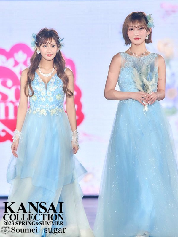 画像3: 【星野ティナ / 関西コレクション着用】【Lip line/リップライン】フラワー刺繍/ 2段フレア/ Aライン/ チュール/ プリンセス/ ロングドレス/ キャバドレスlong[HC03]