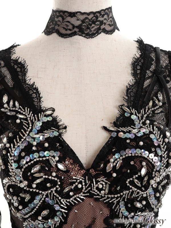 画像11: 【XS-Lサイズあり】【Glossy/グロッシー】刺繍レース/ ビジュー/ タイト/ ミニドレス/ キャバドレス【OF08】