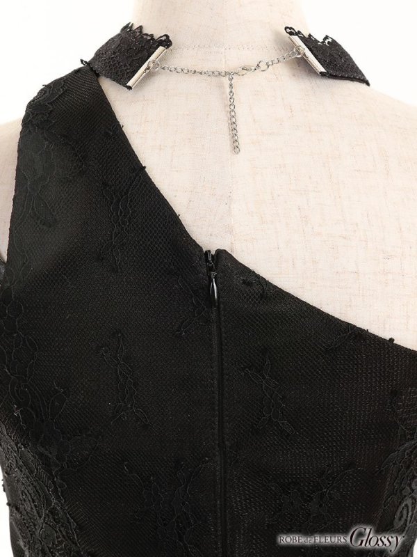 画像8: XSサイズあり【Glossy/グロッシー】チョーカー/ レース/ ワンショル/ タイト/ ミニドレス/ キャバドレス【OF08】