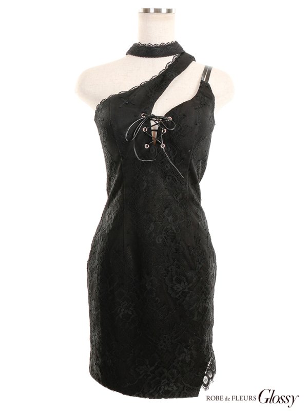画像7: XSサイズあり【Glossy/グロッシー】チョーカー/ レース/ ワンショル/ タイト/ ミニドレス/ キャバドレス【OF08】