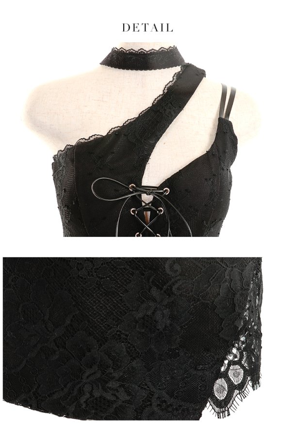 画像18: sugarオリジナルカラーあり☆XSサイズあり【Glossy/グロッシー】チョーカー/ レース/ ワンショル/ タイト/ ミニドレス/ キャバドレス【OF08】