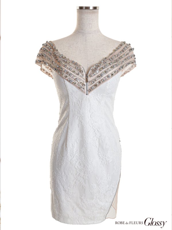 画像12: XSサイズあり【Glossy/グロッシー】ワンカラー/ キャミソール/ ビジュー/ ストレッチ/ タイト/ ミニドレス/ キャバドレス【OF08】