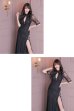画像7: 【Lサイズあり】 【ROBE de FLEURS Glossy/ローブ・ド・フルール グロッシー】ジップ/ ZIP 袖あり/サイドレース切替/ ロングドレス/ キャバドレスlong[OF2]