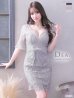 【Lサイズあり】【DEA.by ROBE de FLEURS/ディアバイローブドフルール】総レース/ 五分袖/ タイト/ ミディアム/ミニドレス/ キャバドレス/ラベンダー
