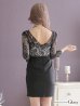 画像7: XSサイズあり【ROBE de FLEURS Glossy/ローブ・ド・フルール グロッシー】チョーカー付き / レース/ 七分袖 / 長袖 / タイト / ミニドレス / キャバドレス[OF2]