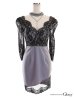 画像9: XSサイズあり【ROBE de FLEURS Glossy/ローブ・ド・フルール グロッシー】チョーカー付き / レース/ 七分袖 / 長袖 / タイト / ミニドレス / キャバドレス[OF2]