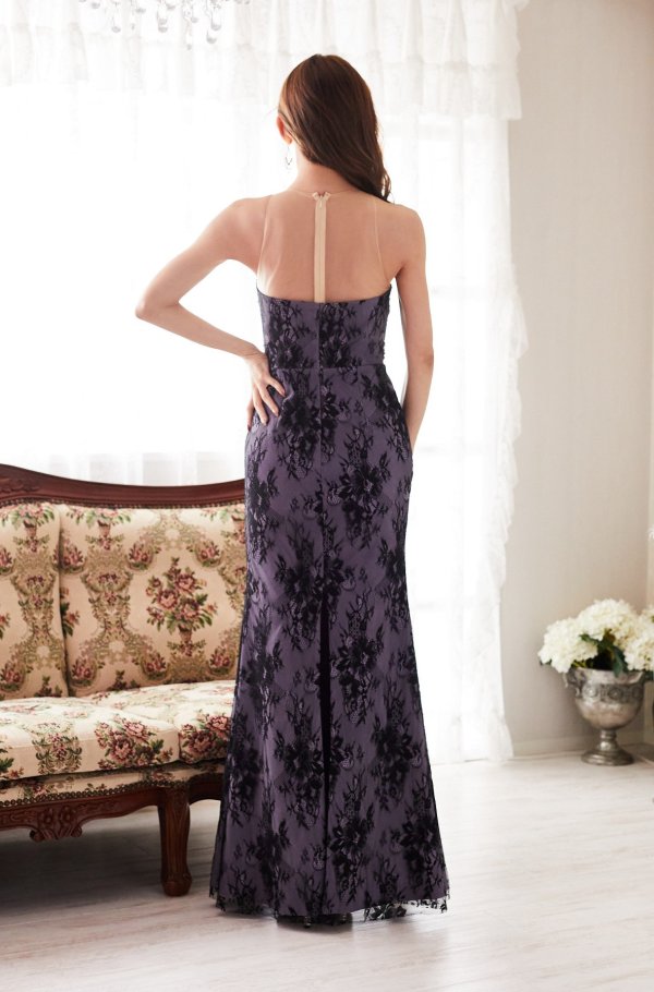 画像3: XLサイズあり【Luxe Style/リュクススタイル】ビーズ刺繍/ 総レース/ シアー/ アメリカンスリーブ/ スリット/ マーメイド/ ロングドレス/ キャバドレス long【HC03】