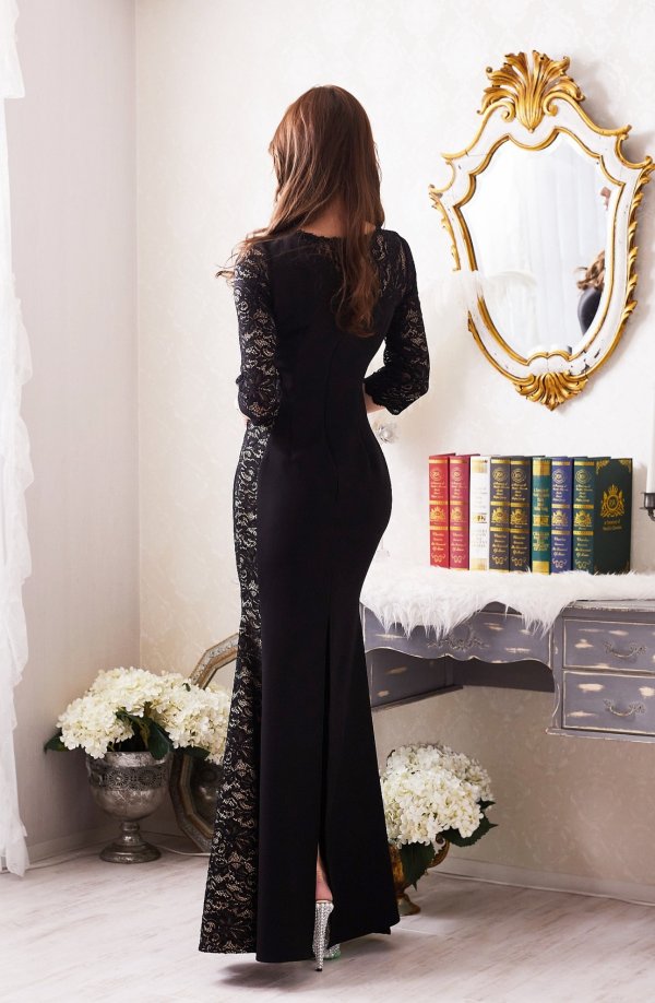 画像4: XLサイズあり【Luxe Style/リュクススタイル】レース/ 切替/ ハーフスリーブ/ 袖あり/ マーメイド/ ロングドレス/ キャバドレス long【HC03】