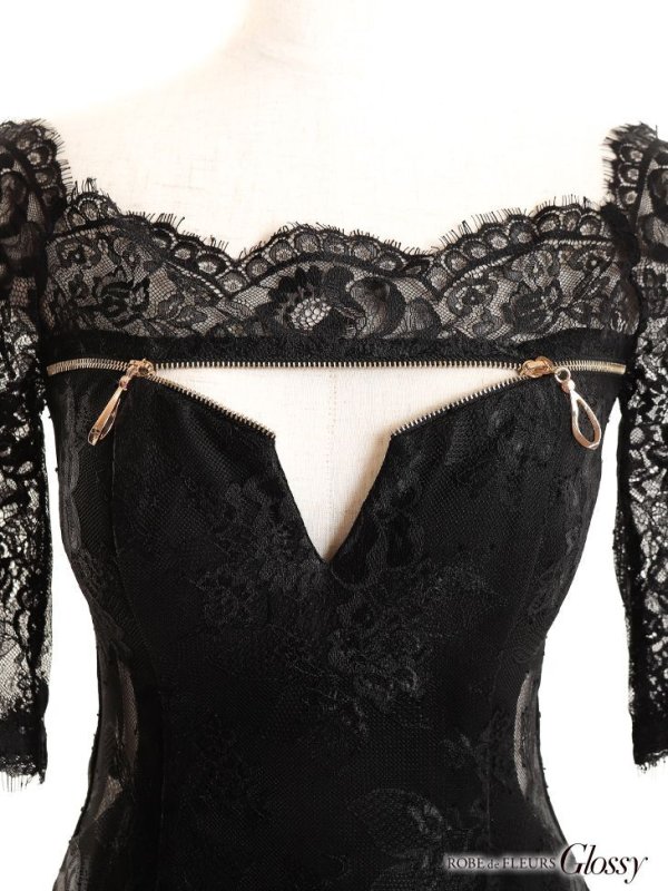 画像23: 【Glossy/グロッシー】オフショル/ ジップ/ ZIPフロントジップ/ ZIP 袖あり/ タイト/ ミニドレス/ キャバドレス【OF08】