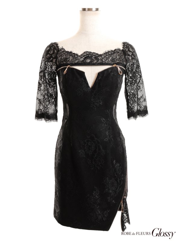 画像26: 【Glossy/グロッシー】オフショル/ ジップ/ ZIPフロントジップ/ ZIP 袖あり/ タイト/ ミニドレス/ キャバドレス【OF08】