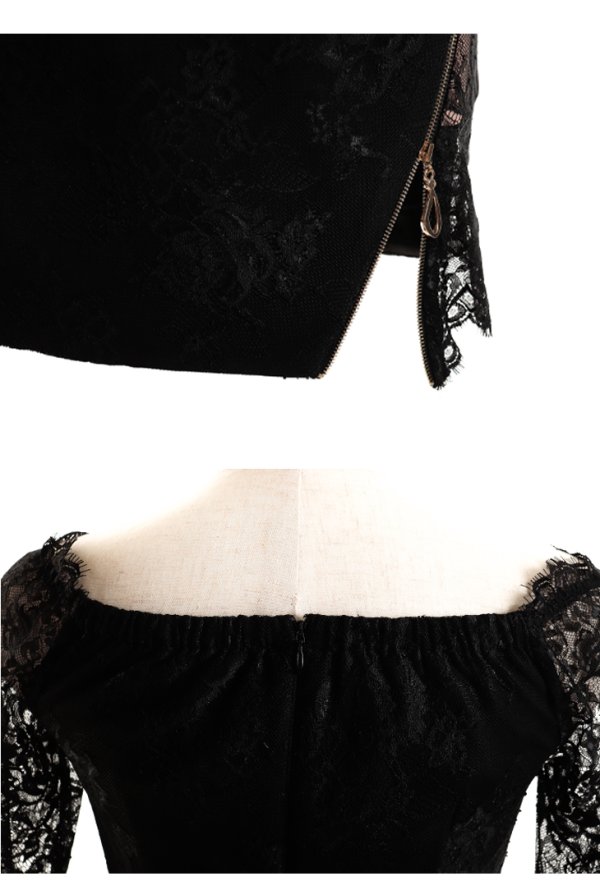 画像28: 【Glossy/グロッシー】オフショル/ ジップ/ ZIPフロントジップ/ ZIP 袖あり/ タイト/ ミニドレス/ キャバドレス【OF08】