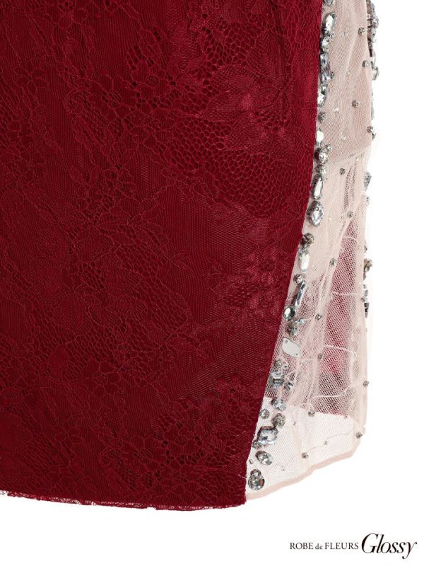 画像8: 【Glossy/グロッシー】ビジューチュール/ レーススリーブ/ 七分袖/ 長袖/ ワンショル/ タイト/ ミニドレス/ キャバドレス【OF08】