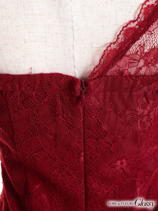 画像9: 【Glossy/グロッシー】ビジューチュール/ レーススリーブ/ 七分袖/ 長袖/ ワンショル/ タイト/ ミニドレス/ キャバドレス【OF08】