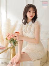 XSサイズあり【ROBE de FLEURS/ローブドフルール】ビジュー襟/ フラワーレース/ タイト/ ミニドレス/ キャバドレス[OF2]