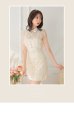 画像13: XSサイズあり【ROBE de FLEURS/ローブドフルール】ビジュー襟/ フラワーレース/ タイト/ ミニドレス/ キャバドレス[OF2]
