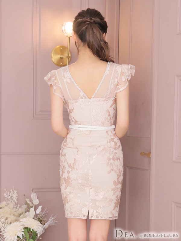 画像5: Lサイズあり【DEA./ディア】刺繍レース/ スパンコール/ ベルト付き/ タイト/ ミニドレス/ キャバドレス【OF08】