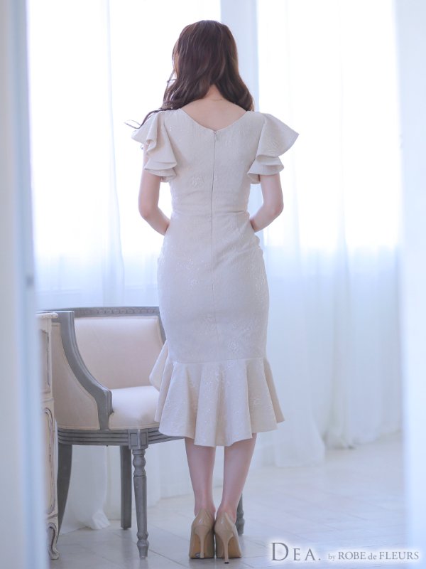 画像8: Lサイズあり【DEA./ディア】マーメイド/ 総レース/ フリル/ ワンピース/ 膝丈/ ミディアム/タイト/ ミニドレス/ キャバドレス【OF08】