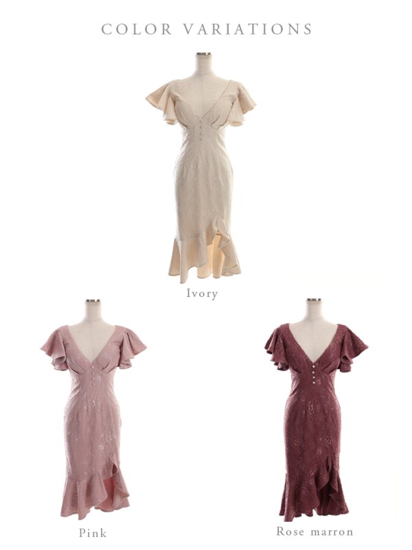 画像14: Lサイズあり【DEA./ディア】マーメイド/ 総レース/ フリル/ ワンピース/ 膝丈/ ミディアム/タイト/ ミニドレス/ キャバドレス【OF08】