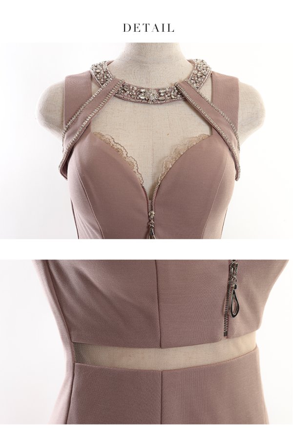 画像16: XSサイズあり【Glossy/グロッシー】フロントジップ/ ZIP ウエストシースルー/ ビジュー/ ストレッチ/ タイト/ ミニドレス/ キャバドレス【OF08】