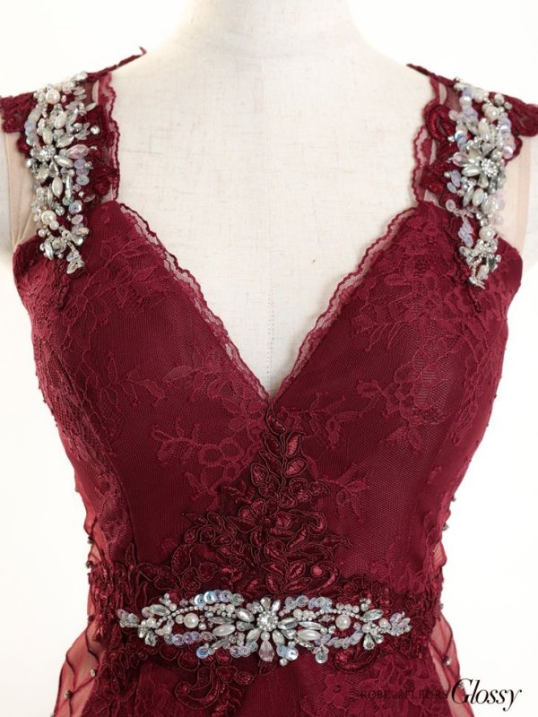 画像12: XSサイズあり【Glossy/グロッシー】ブロックチュール/ ビジュー/ レース/ タイト/ ミニドレス/ キャバドレス【OF08】