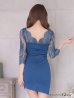 画像9: XS-Lサイズあり【ROBE de FLEURS Glossy/ローブ・ド・フルール グロッシー】レーススリーブ/ 七分袖/ 長袖/ バストクロスデザイン/ ストレッチ/ タイト/ ミニドレス/ キャバドレス[OF2]