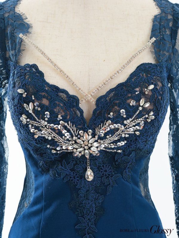 画像36: XS-Lサイズあり【Glossy/グロッシー】レーススリーブ/ 七分袖/ 長袖/ バストクロスデザイン/ ストレッチ/ タイト/ ミニドレス/ キャバドレス【OF08】